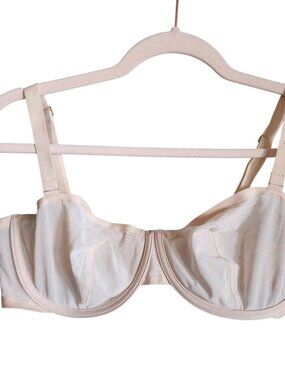 Cuup Bra 36E 36DD Nude Beige Women's The Balconette Semi Sheer Underwire